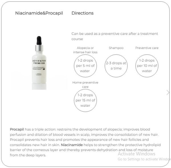 Limba Cosmetics Activator Niacinamide & Procapil, 50 ml - Afbeelding 3
