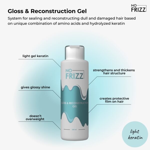 NO FRIZZ GLOSS & RECONSTRUCTION GEL hair straightening treatment, 500 ml - Afbeelding 2