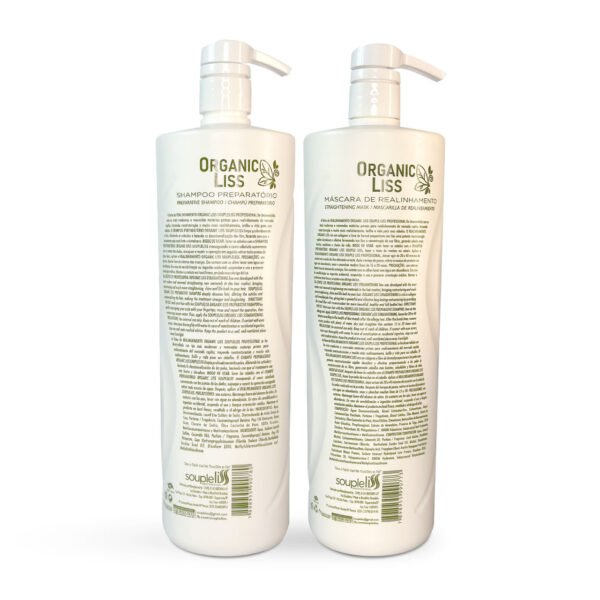 ORGANIC LISS SET of preparative SHAMPOO + hair straightening MASK (NANOPLASTY), formaldehyde free, Soupleliss, 1000 ml + 1000 ml - Afbeelding 2