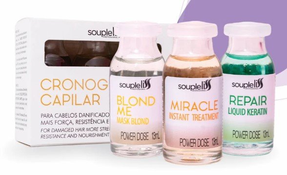 SOUPLELISS Professional Cronograma Capilar – Haar Wonder Trio – Professionele Ampullen Set – Glans, Kracht & Hydratatie, 3*13 ml