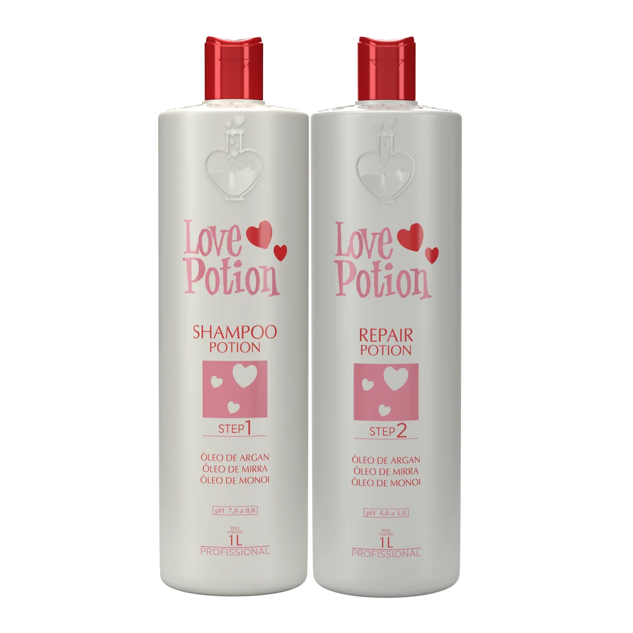 LOVE POTION Repair Set– Professionele Keratinebehandeling – Step 1 Shampoo + Step 2 Repair Potion, 2 x 1000 ml