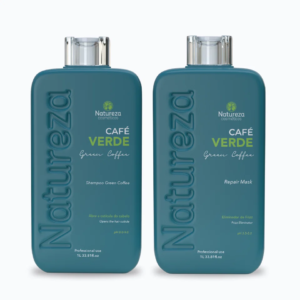 NATUREZA Cafe Verde Set – Professionele Keratinebehandeling – Step 1 Shampoo + Step 2 Keratin Volume Reducer, 2 x 1000 ml